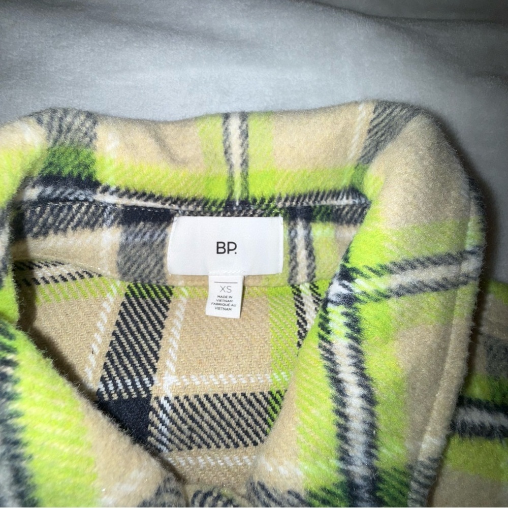 BP Brushed Plaid Oversize Shirt Jacket shacket XS- Green and Gray - Picture 4 of 12
